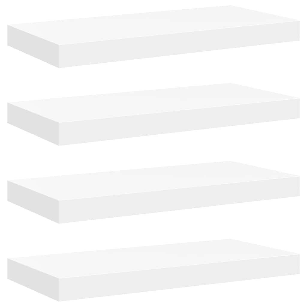 Svävande vägghyllor 4 st vit 50x23x3,8 cm MDF