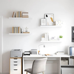 Svävande vägghyllor 4 st vit 80x23,5x3,8 cm MDF