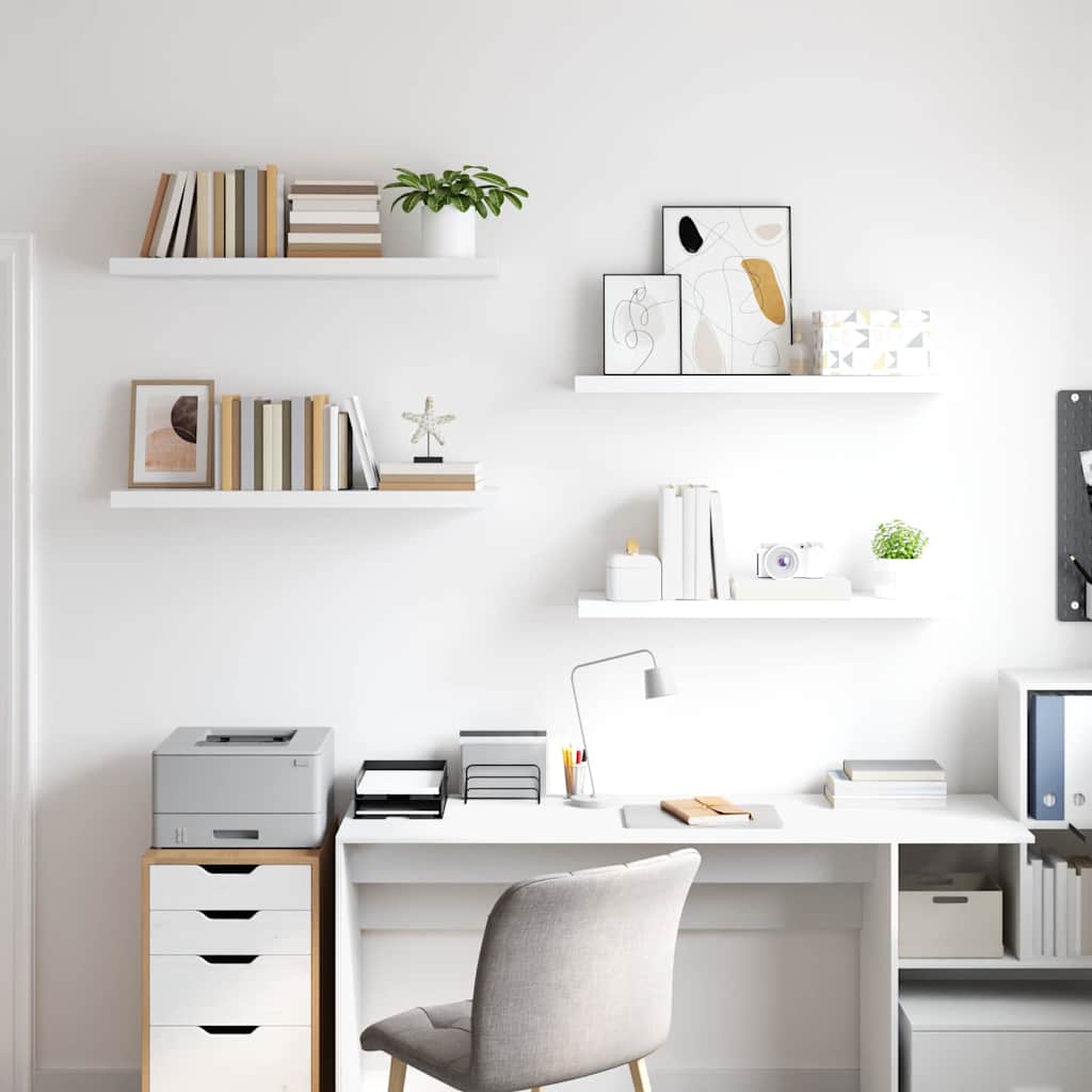 Svävande vägghyllor 4 st vit 90x23,5x3,8 cm MDF