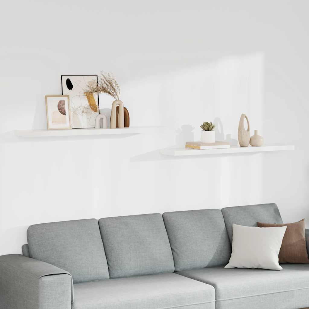 Svävande vägghyllor 2 st vit 120x23,5x3,8 cm MDF