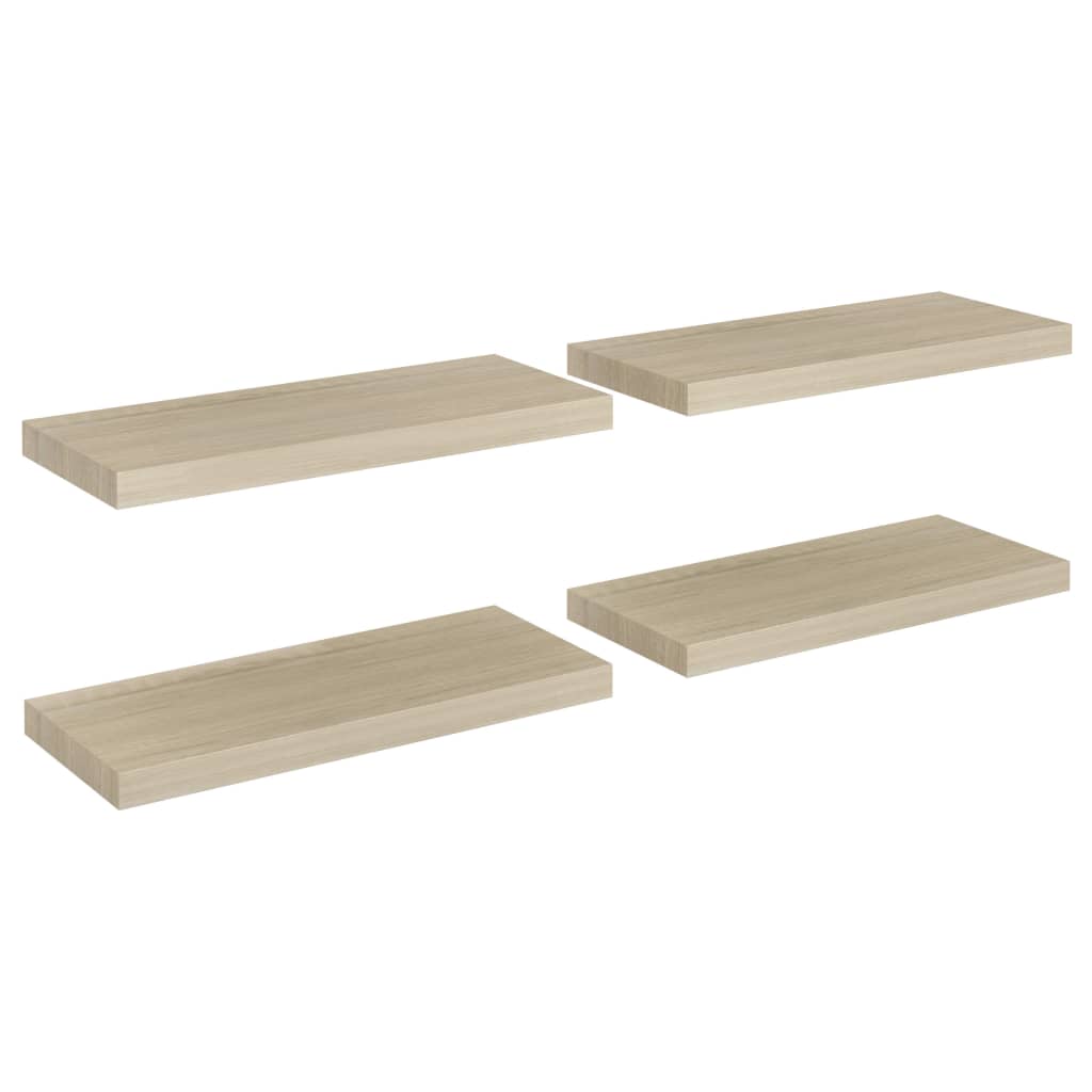 Svävande vägghyllor 4 st ek 60x23,5x3,8 cm MDF