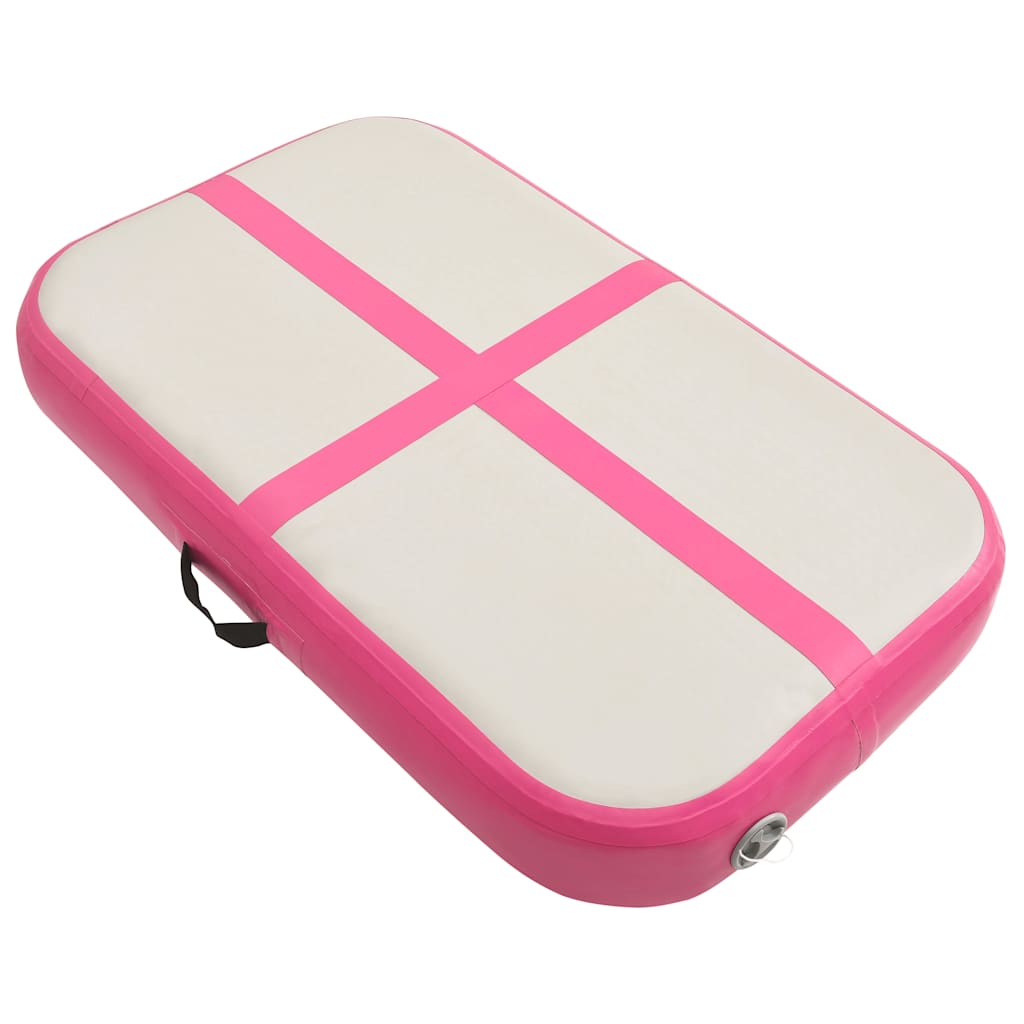 Uppblåsbar gymnastikmatta med pump 60x100x15 cm PVC rosa