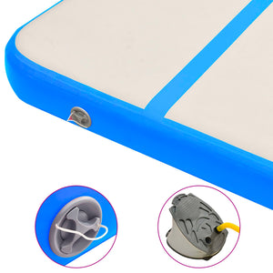 Uppblåsbar gymnastikmatta med pump 300x100x20 cm PVC blå