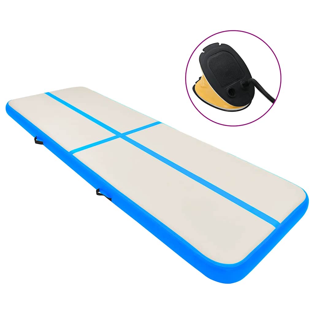 Uppblåsbar gymnastikmatta med pump 700x100x20 cm PVC blå