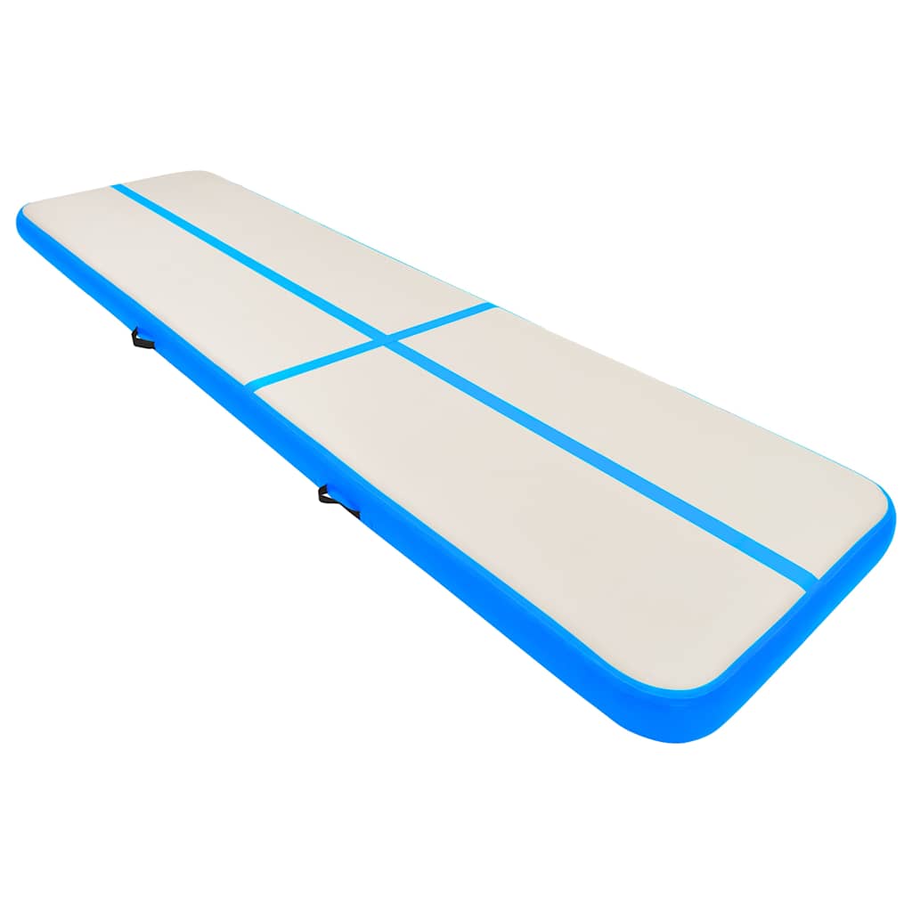Uppblåsbar gymnastikmatta med pump 700x100x20 cm PVC blå