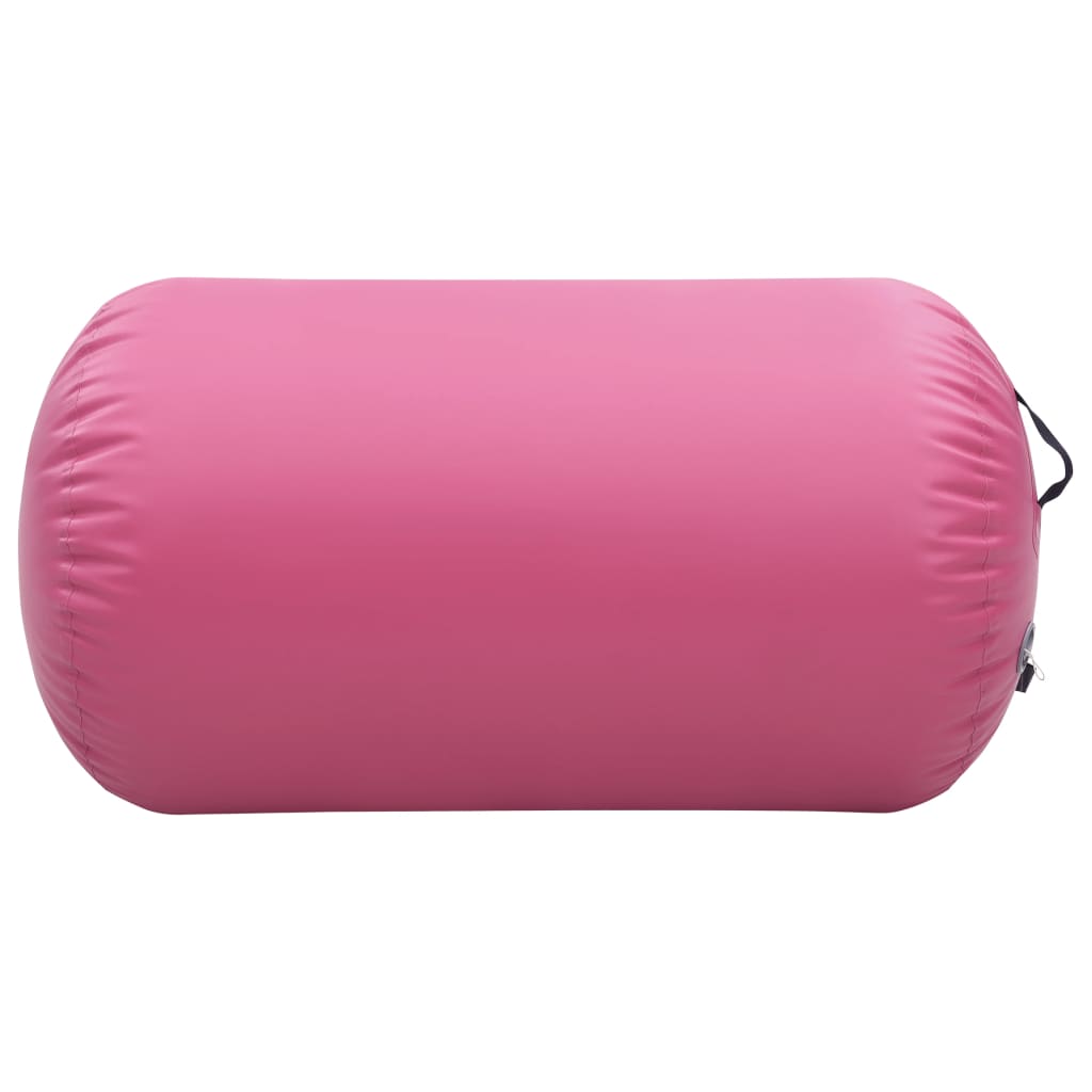 Uppblåsbar gymnastikrulle med pump 100x60 cm PVC rosa