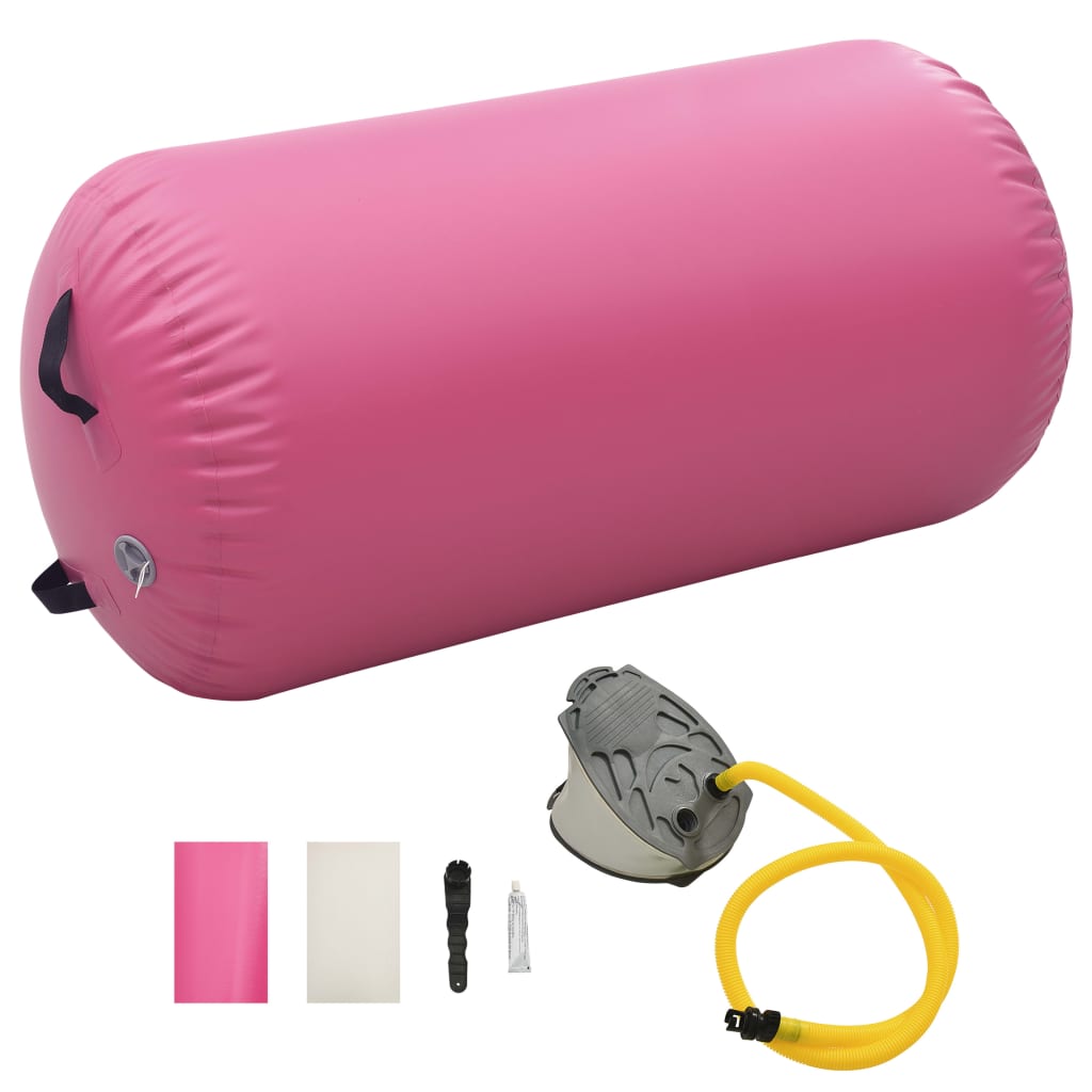 Uppblåsbar gymnastikrulle med pump 120x75 cm PVC rosa