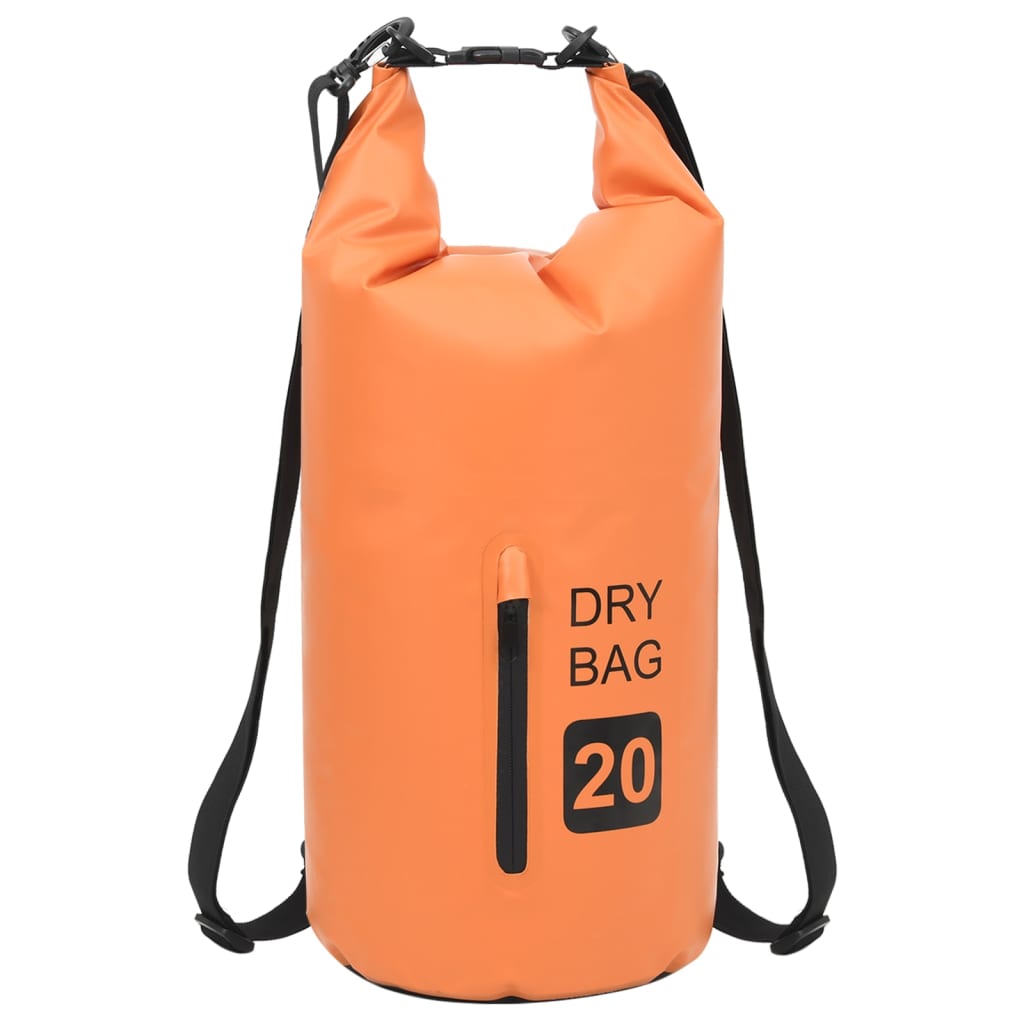 Vattentät packpåse med dragkedja orange 20 L PVC