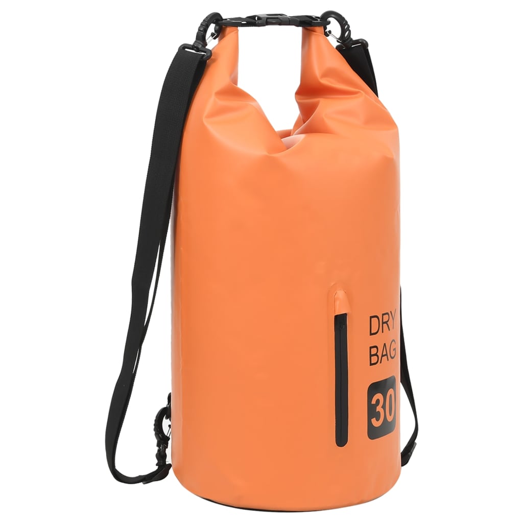 Vattentät packpåse med dragkedja orange 30 L PVC