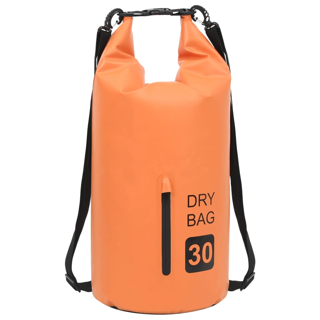 Vattentät packpåse med dragkedja orange 30 L PVC