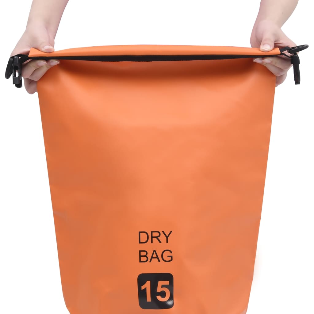 Vattentät packpåse orange 15 L PVC