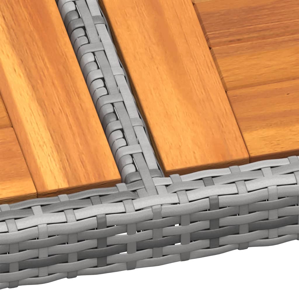 Trädgårdsbord 200x150x75 cm akaciaträ och konstrotting grå