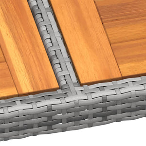 Trädgårdsbord 200x150x75 cm akaciaträ och konstrotting grå