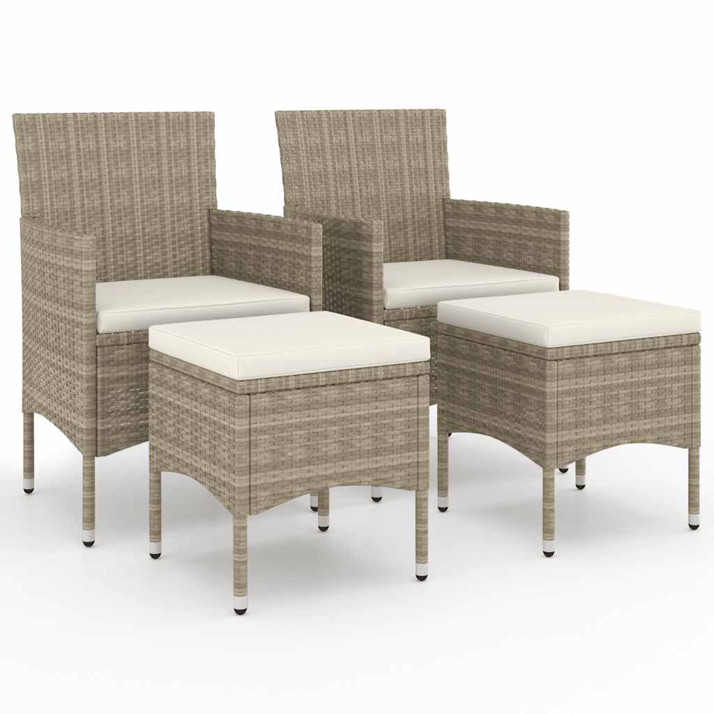 Trädgårdsstolar och pallar 4 delar konstrotting beige