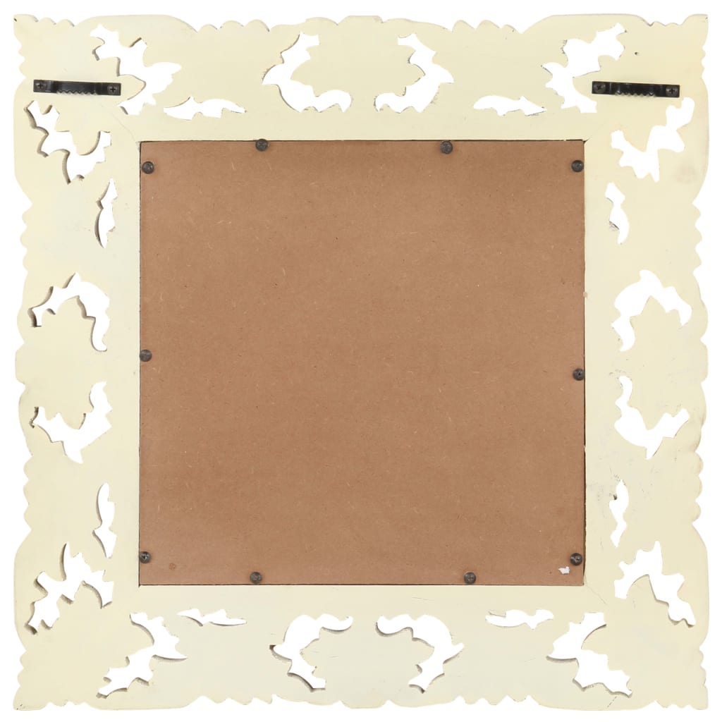 Handsnidad spegel vit 50x50 cm massivt mangoträ