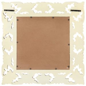 Handsnidad spegel vit 50x50 cm massivt mangoträ
