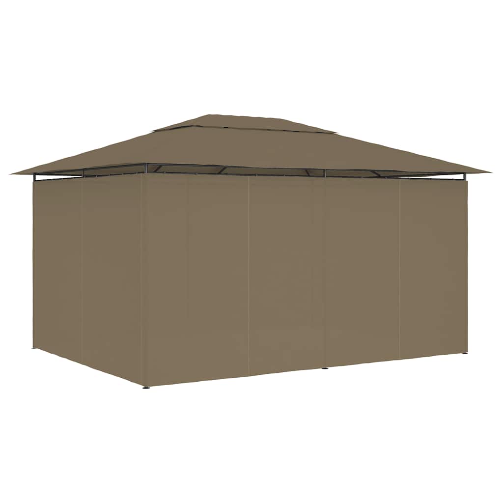 Paviljong med draperier 4x3 m taupe 180 g/m²