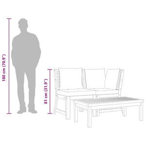 Loungegrupp med mörkgrå dyna 3 delar massivt akaciaträ