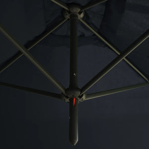 Dubbelt trädgårdsparasoll med stålstång antracit 600x300 cm