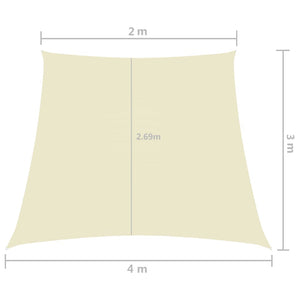 Solsegel oxfordtyg trapets 2/4x3 m gräddvit - njoyroom