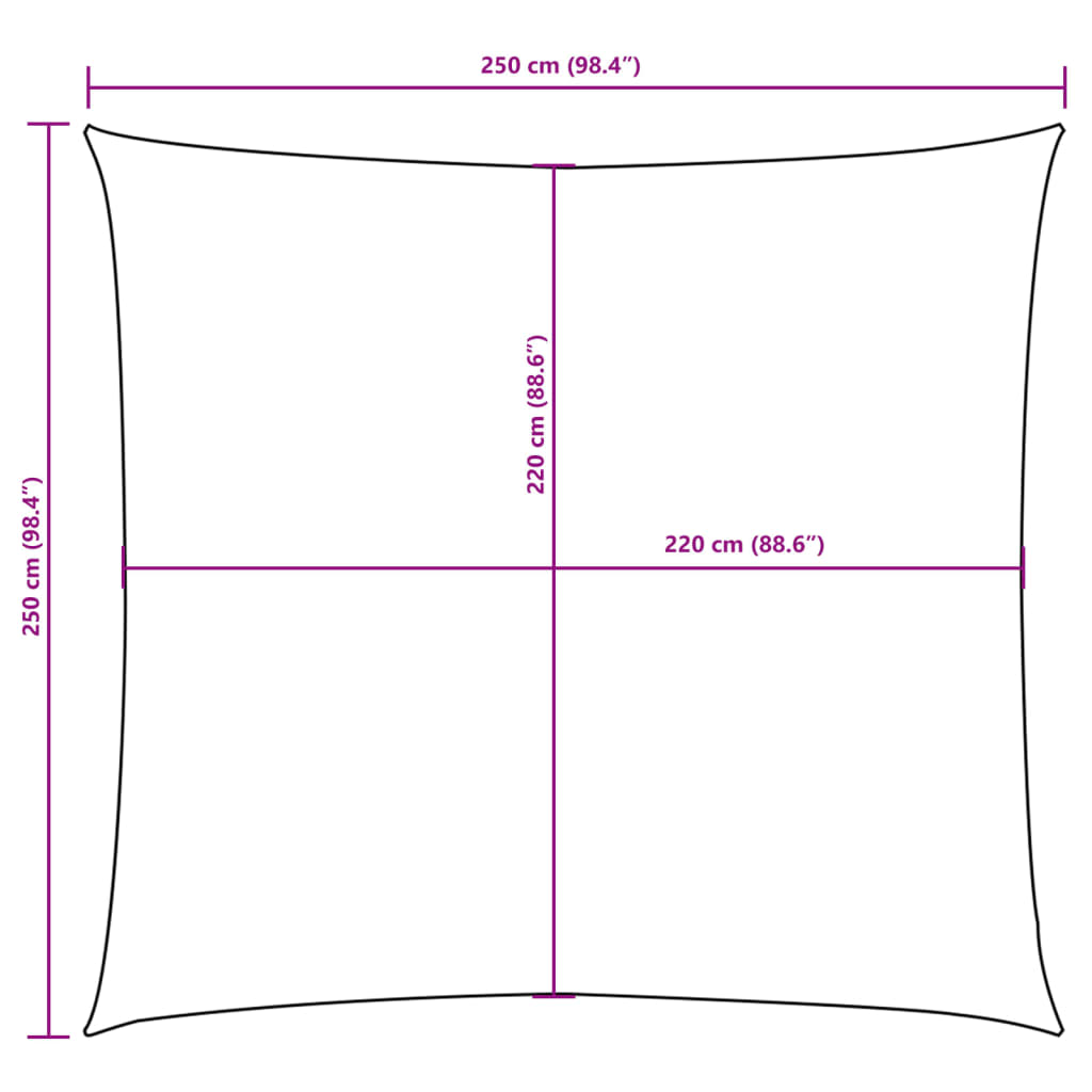 Solsegel oxfordtyg fyrkantigt 2,5x2,5 m vit - njoyroom