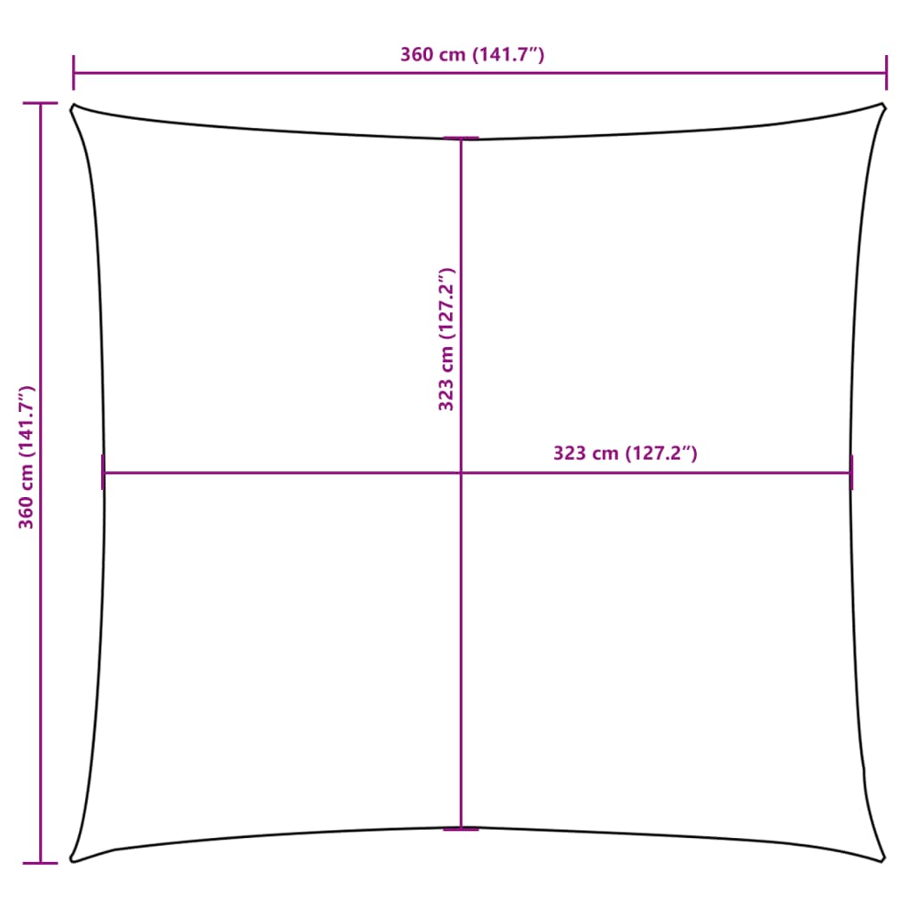 Solsegel Oxfordtyg kvadratiskt 3,6x3,6 m vit - njoyroom