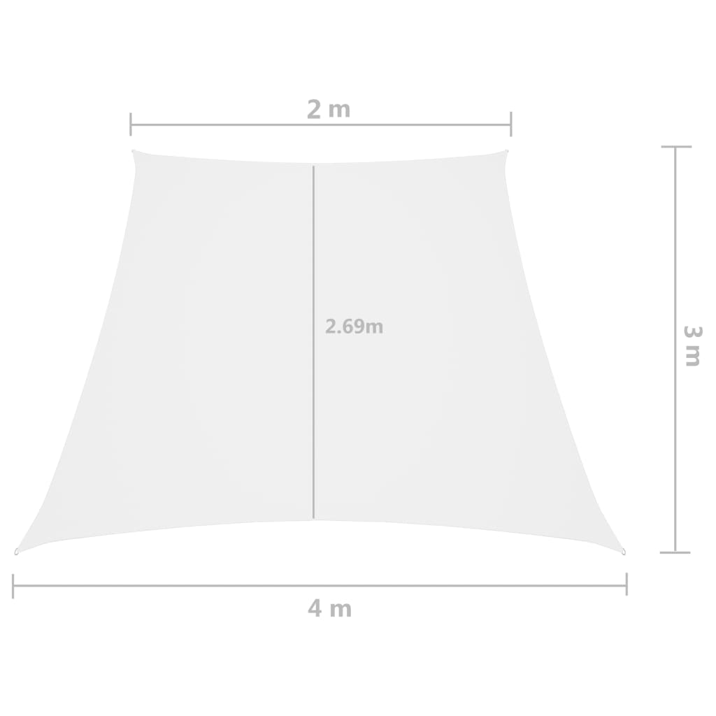 Solsegel oxfordtyg trapets 2/4x3 m vit - njoyroom