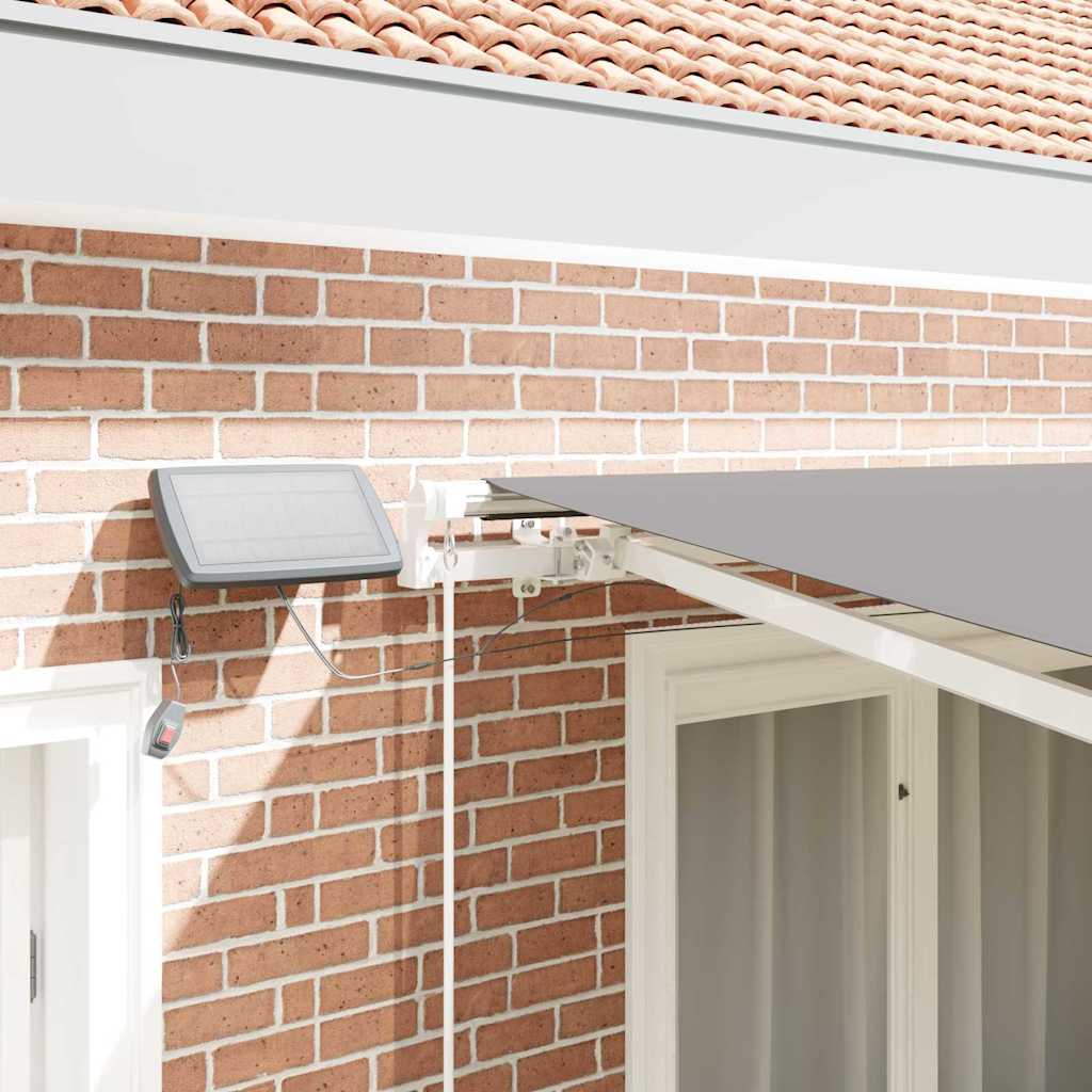 Markisram med LED -remsljus Vit 350 x 250 cm Aluminium