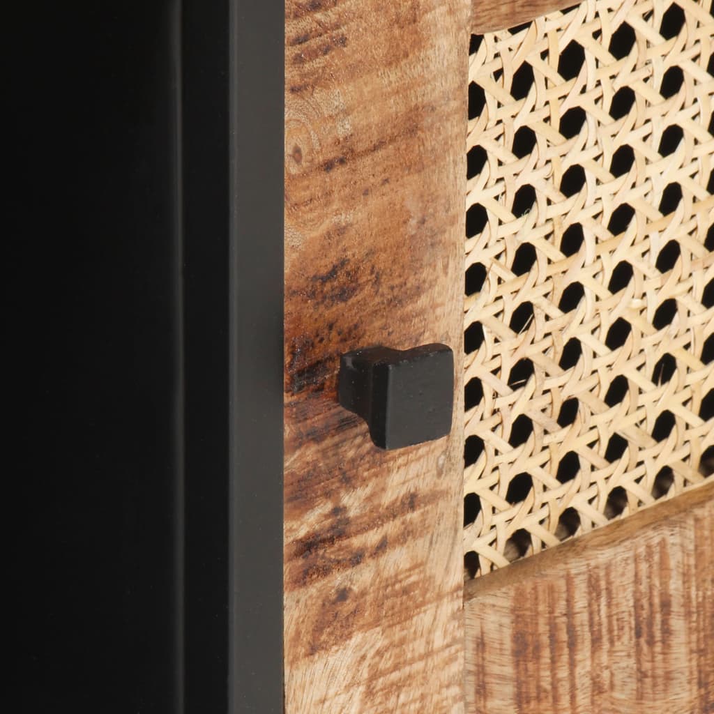 Soffbord 90x50x35 cm grovt mangoträ och naturlig rotting