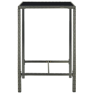 Barbord för trädgård grå 70x70x110 cm konstrotting och glas