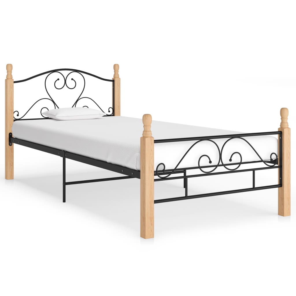 Sängram utan madrass svart metall 90x200 cm