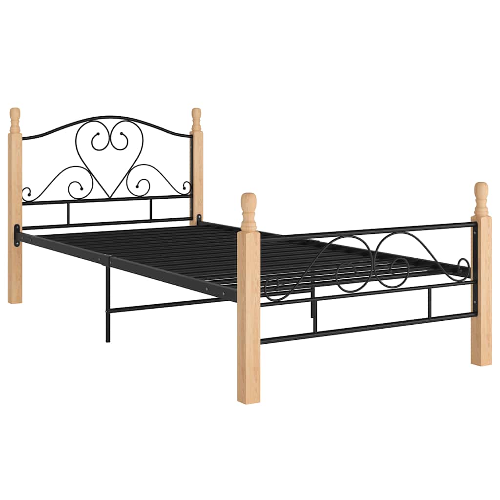 Sängram utan madrass svart metall 90x200 cm
