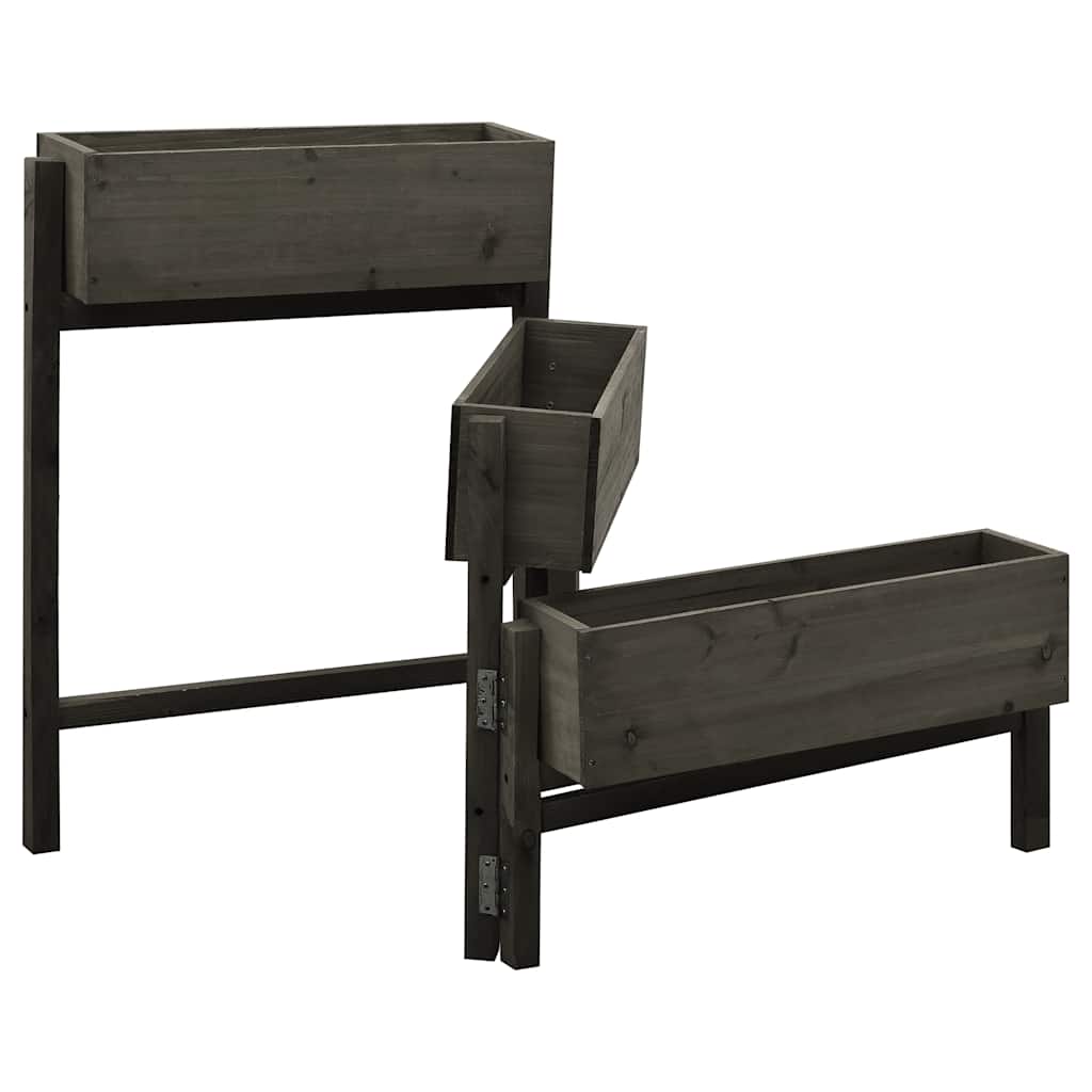 Infällbar odlingslåda grå 60x14x75 cm massivt granträ