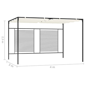 Paviljong med infällbart tak 3x4x2,3 m gräddvit 180 g/m²