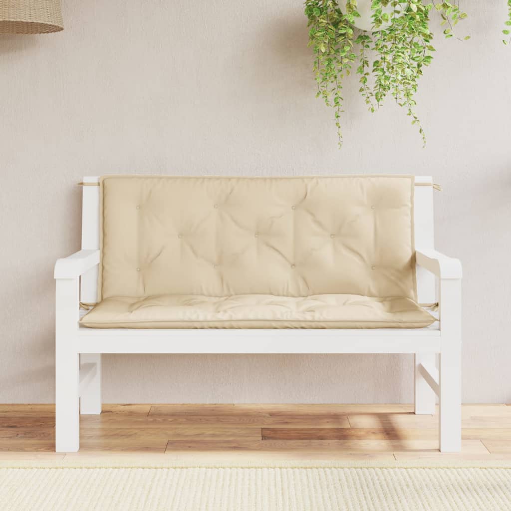 Bänkdyna för trädgården beige 120x(50+50)x7 cm oxfordtyg