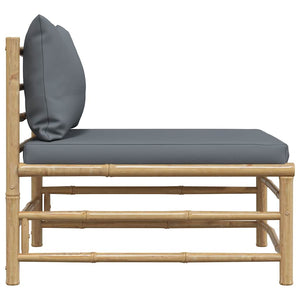 Mittensoffa för trädgården med mörkgrå dynor bambu