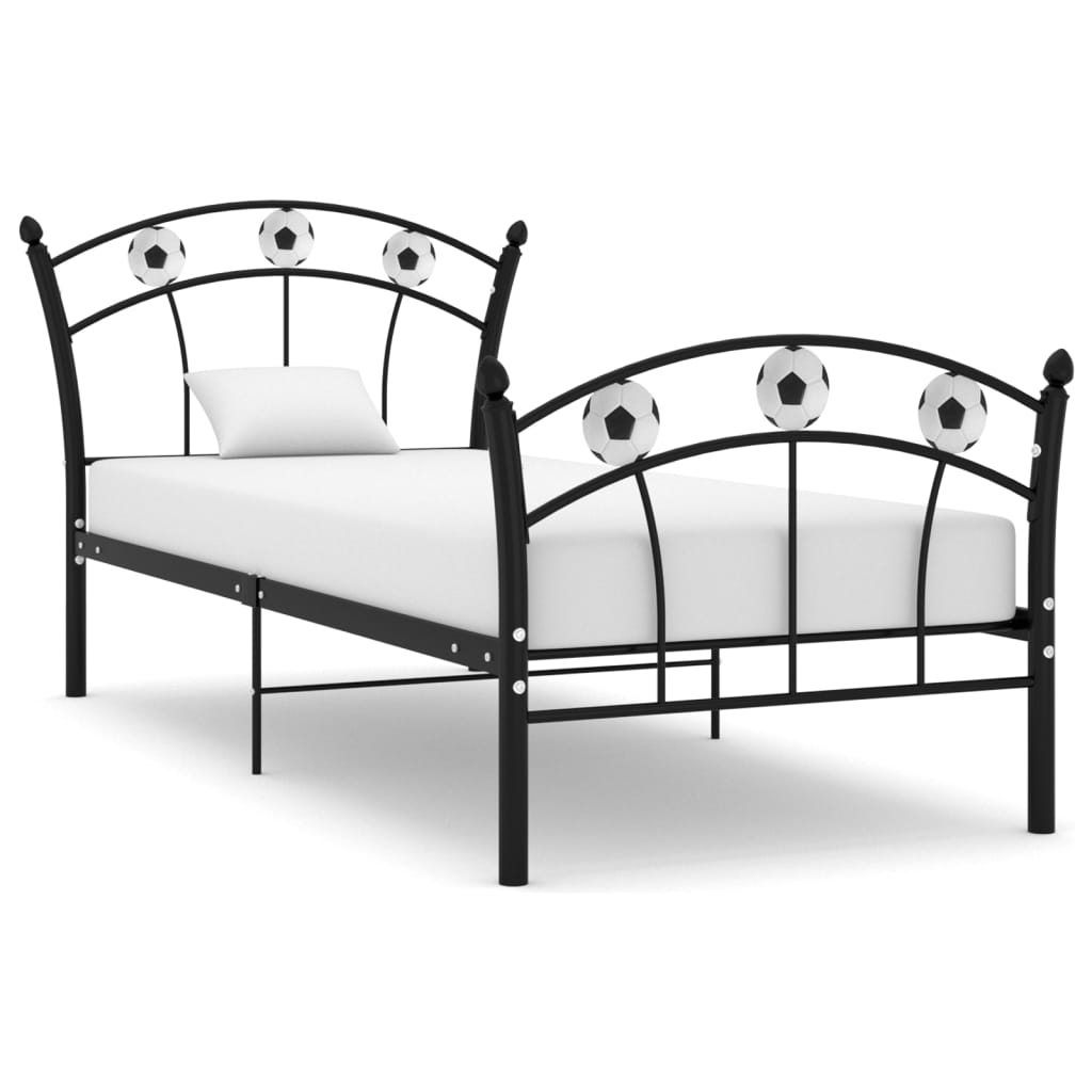 Sängram utan madrass svart metall 90x200 cm