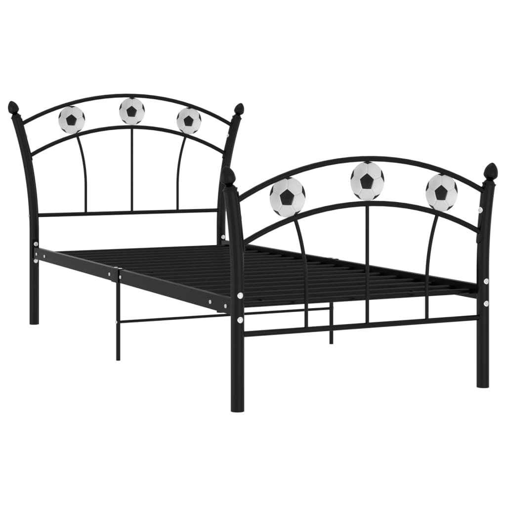 Sängram utan madrass svart metall 90x200 cm