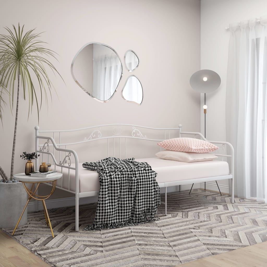 Sängram bäddsoffa vit metall 90x200 cm