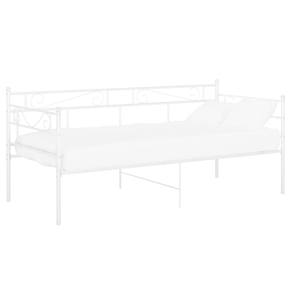 Sängram bäddsoffa vit metall 90x200 cm