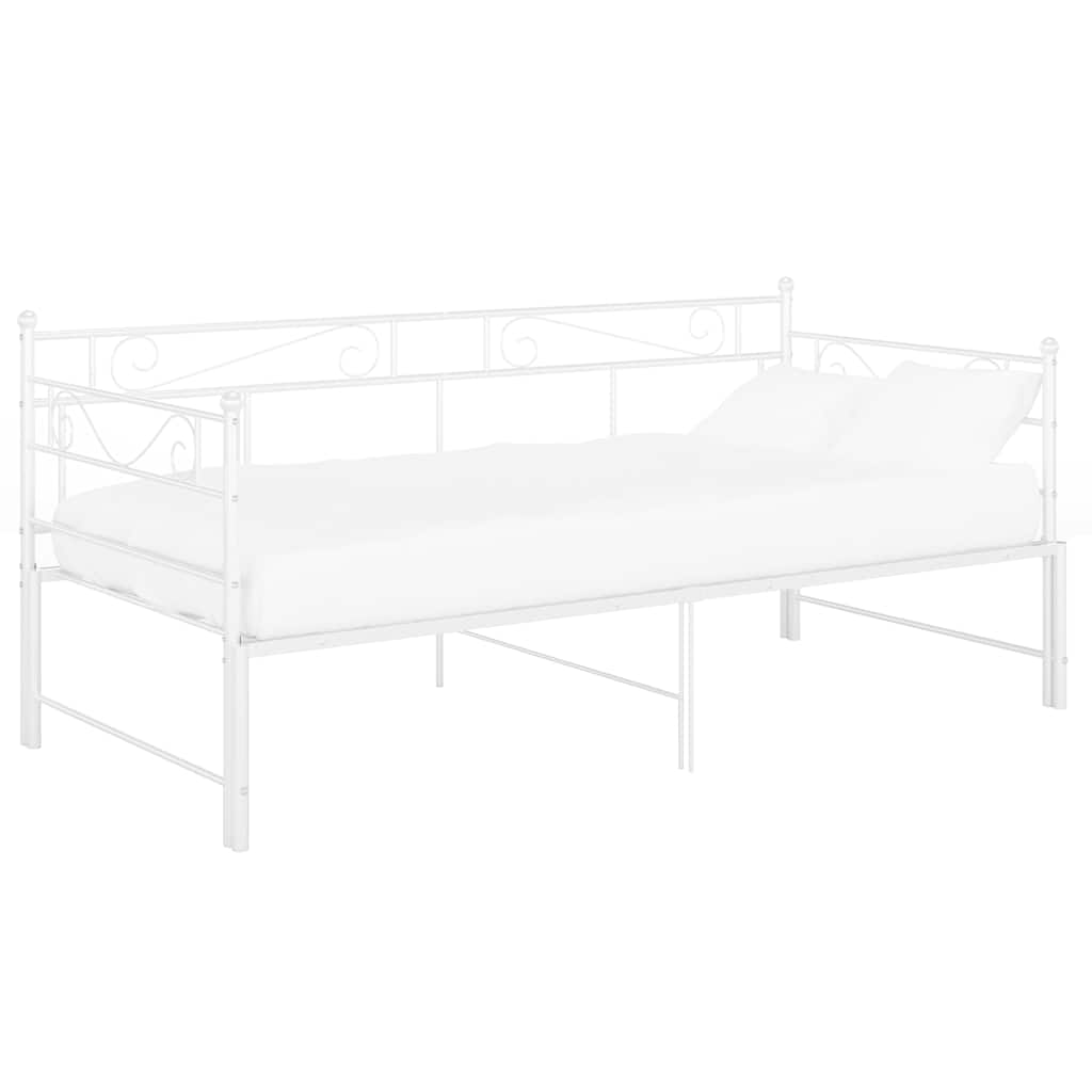 Utdragbar sängram bäddsoffa vit metall 90x200 cm