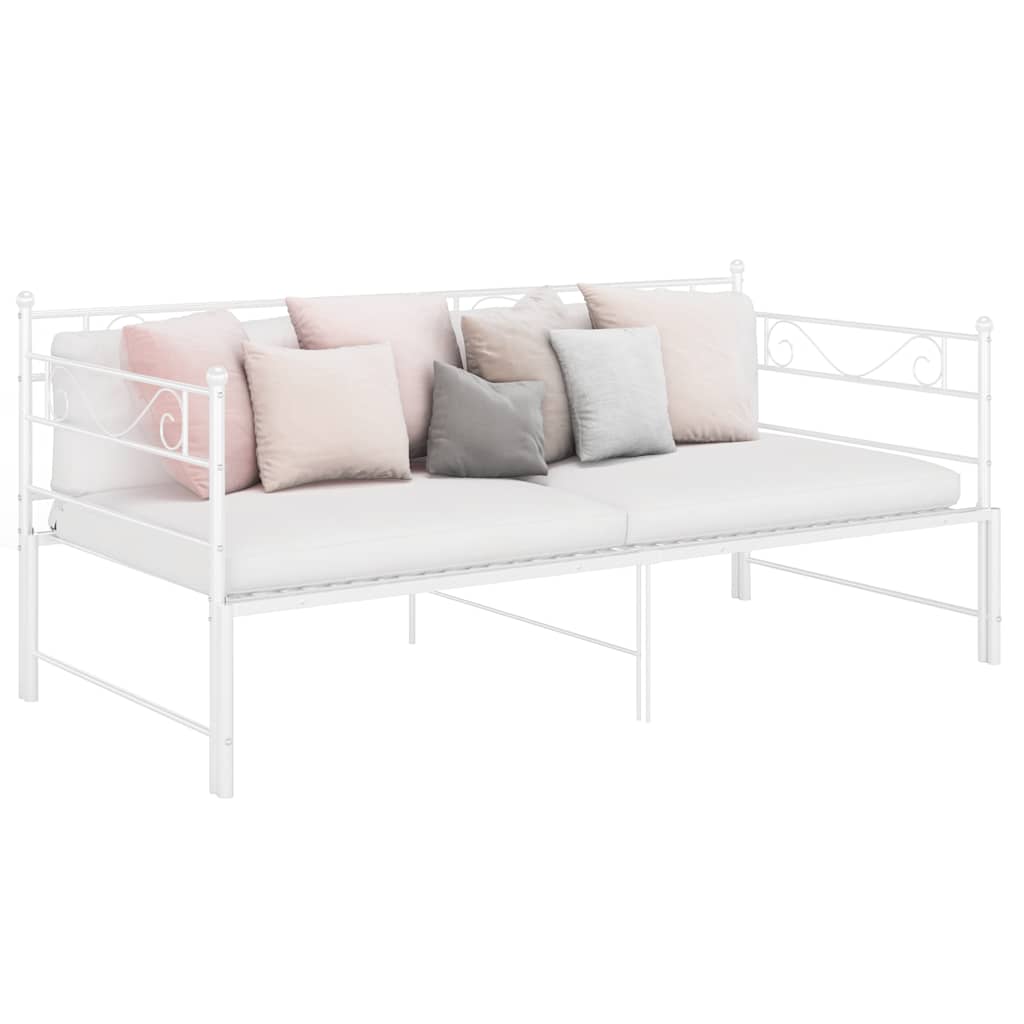 Utdragbar sängram bäddsoffa vit metall 90x200 cm