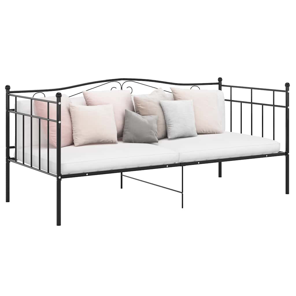 Sängram bäddsoffa svart metall 90x200 cm