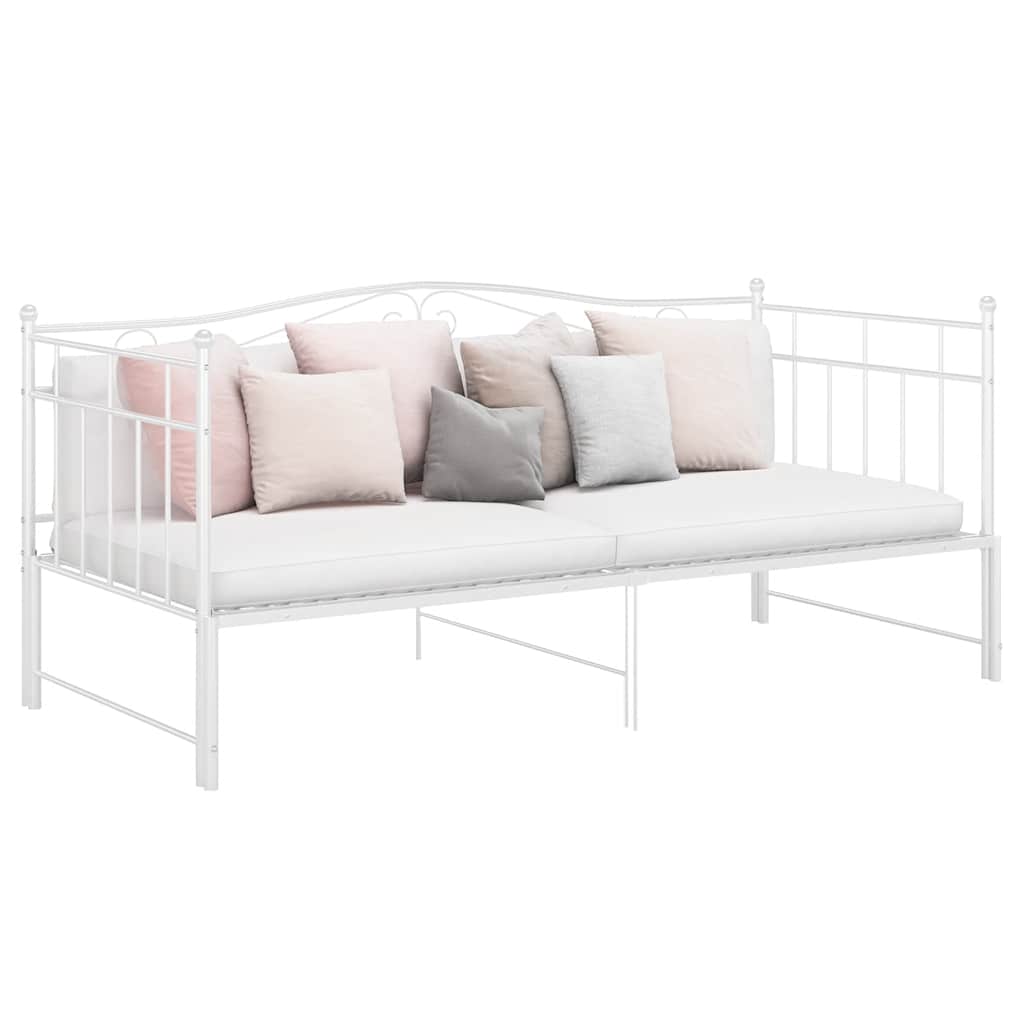 Utdragbar sängram bäddsoffa vit metall 90x200 cm