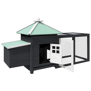 Hönsbur med värprede grå 190x72x102 cm massivt granträ