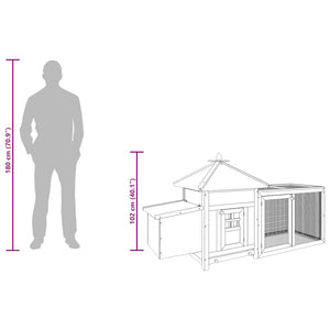 Hönsbur med värprede röd 190x72x102 cm massivt granträ