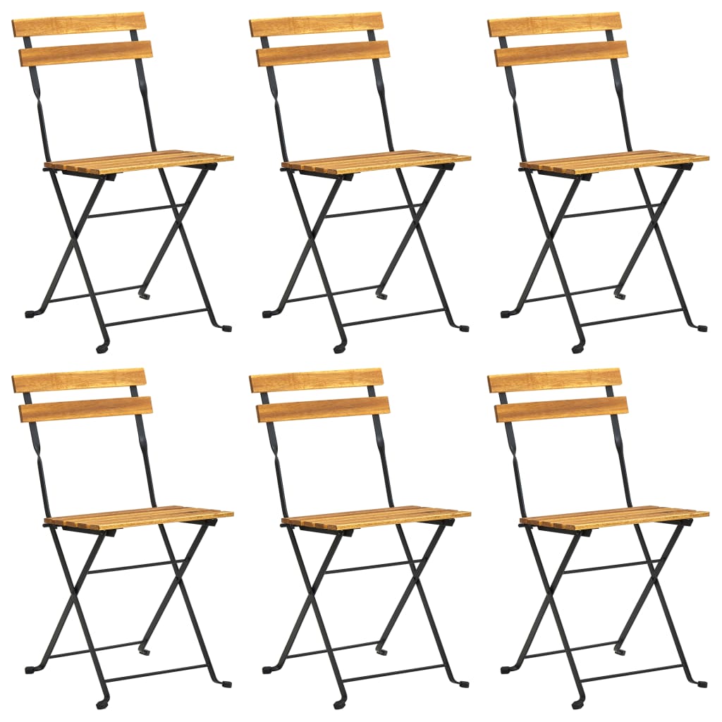 Hopfällbar matgrupp för trädgården 7 delar massivt akaciaträ