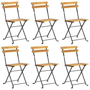 Hopfällbar matgrupp för trädgården 7 delar massivt akaciaträ