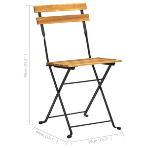 Hopfällbar matgrupp för trädgården 7 delar massivt akaciaträ