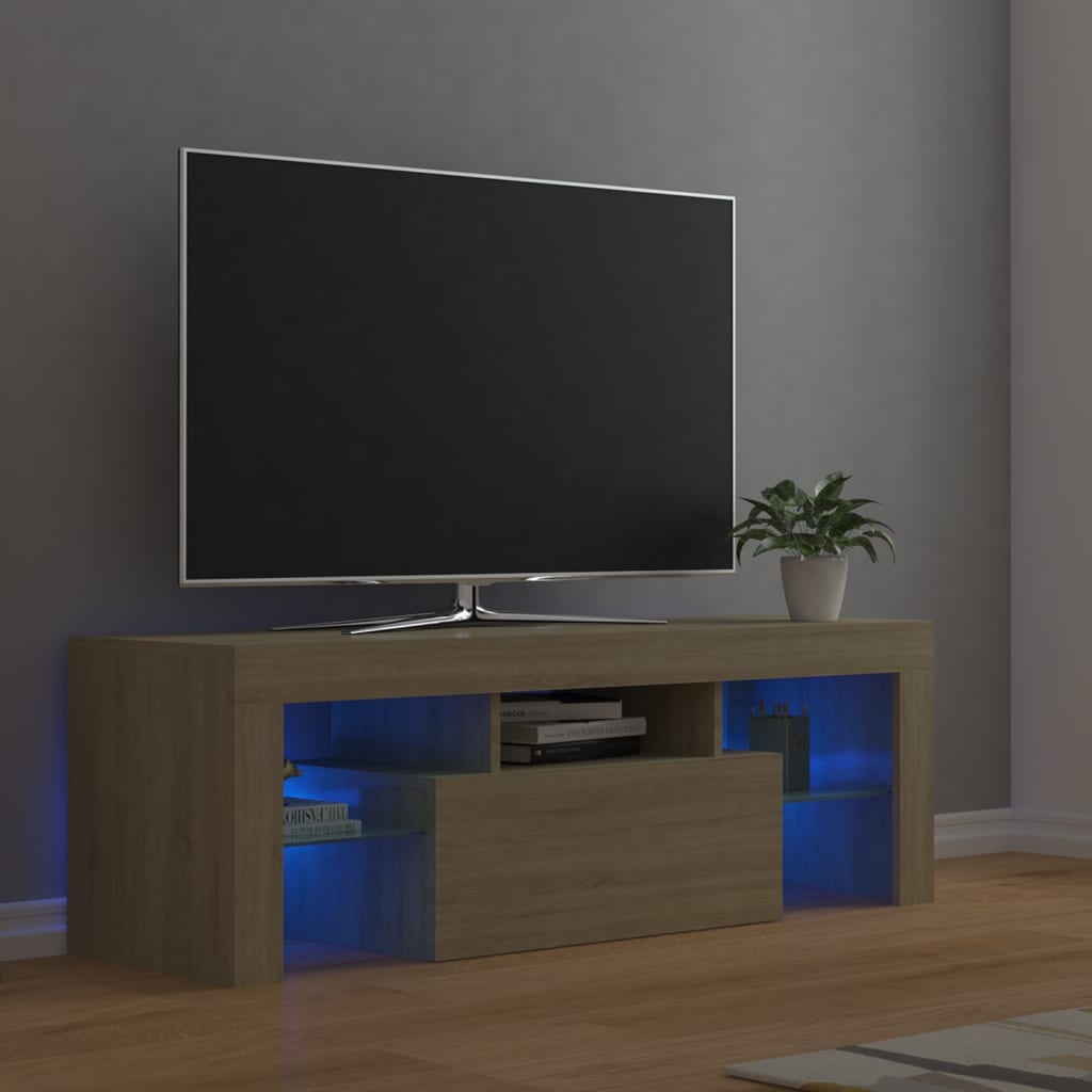 TV-bänk med LED-belysning sonomaek 120x35x40 cm